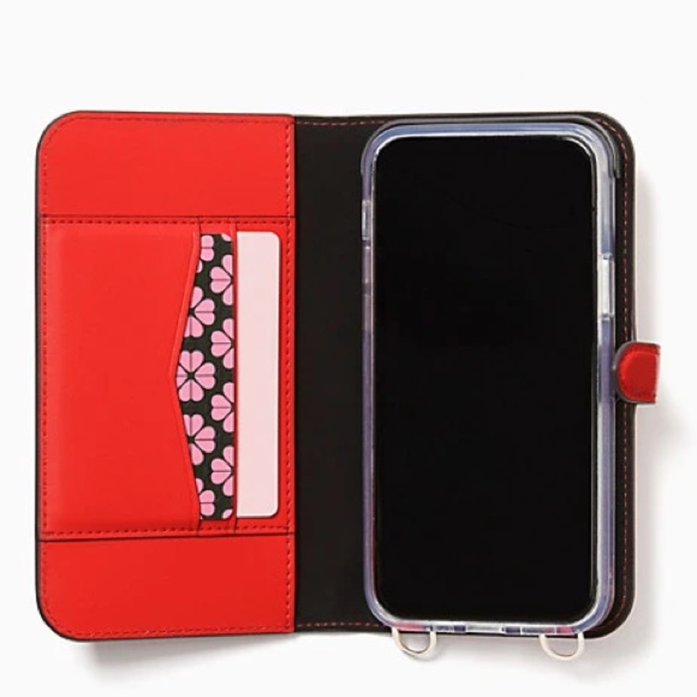 ♠️Kate Spade iPhone 12 Folio Case Chain Crossbody - Picture 6 of 15